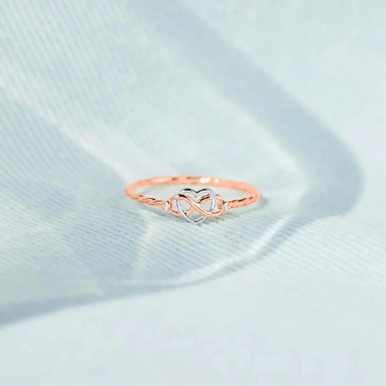925 Sterling Silver Heart Infinity Knot Rings for Women Mother Daughter Friendship Ring 14K Gold Plated CZ Promise Rings for Her Jewelry Birthday Graduation Gifts