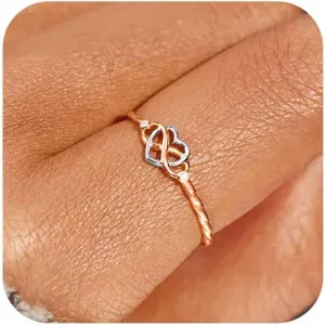 925 Sterling Silver Heart Infinity Knot Rings for Women Mother Daughter Friendship Ring 14K Gold Plated CZ Promise Rings for Her Jewelry Birthday Graduation Gifts