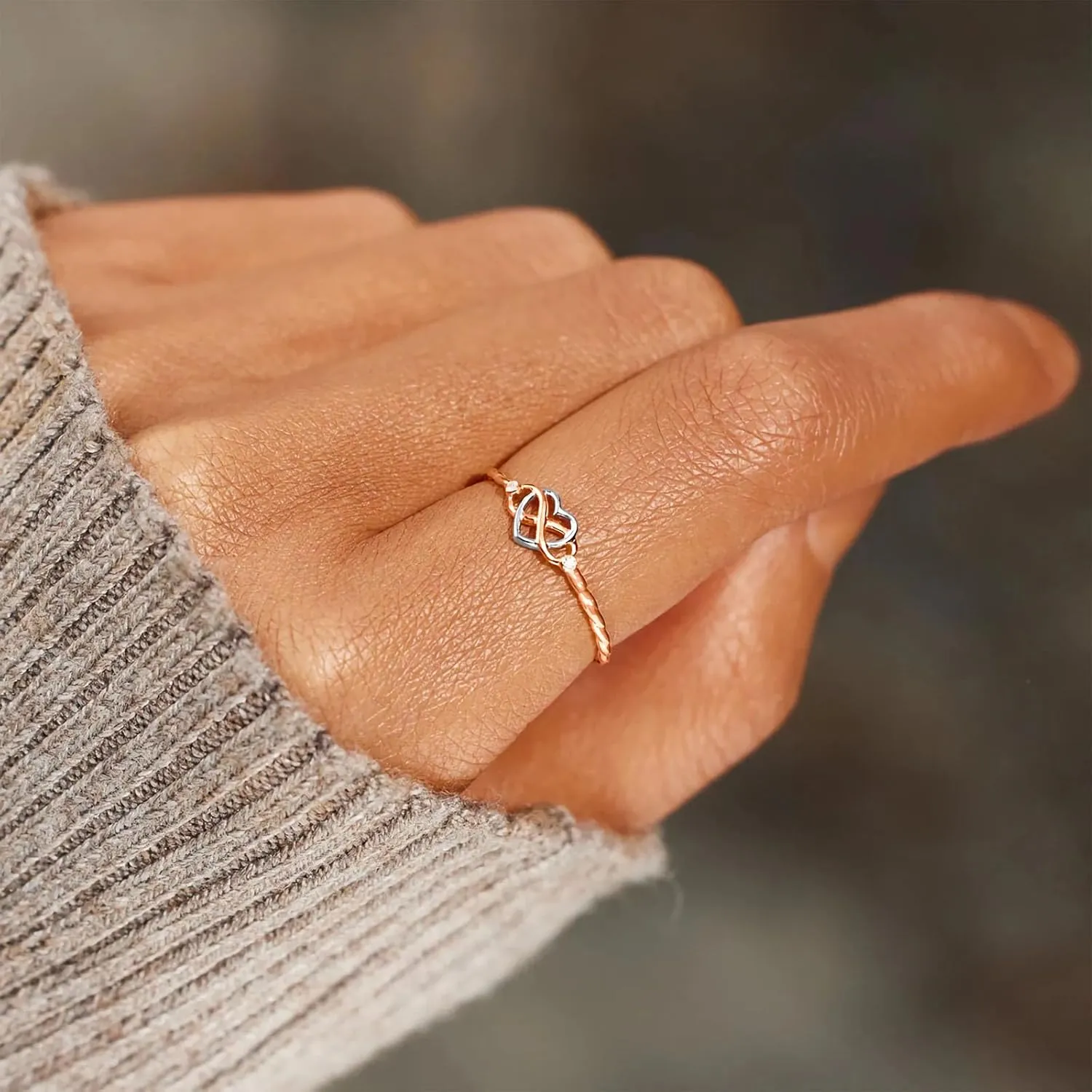 925 Sterling Silver Heart Infinity Knot Rings for Women Mother Daughter Friendship Ring 14K Gold Plated CZ Promise Rings for Her Jewelry Birthday Graduation Gifts