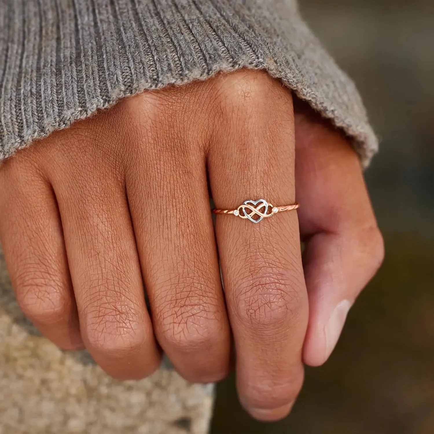 925 Sterling Silver Heart Infinity Knot Rings for Women Mother Daughter Friendship Ring 14K Gold Plated CZ Promise Rings for Her Jewelry Birthday Graduation Gifts
