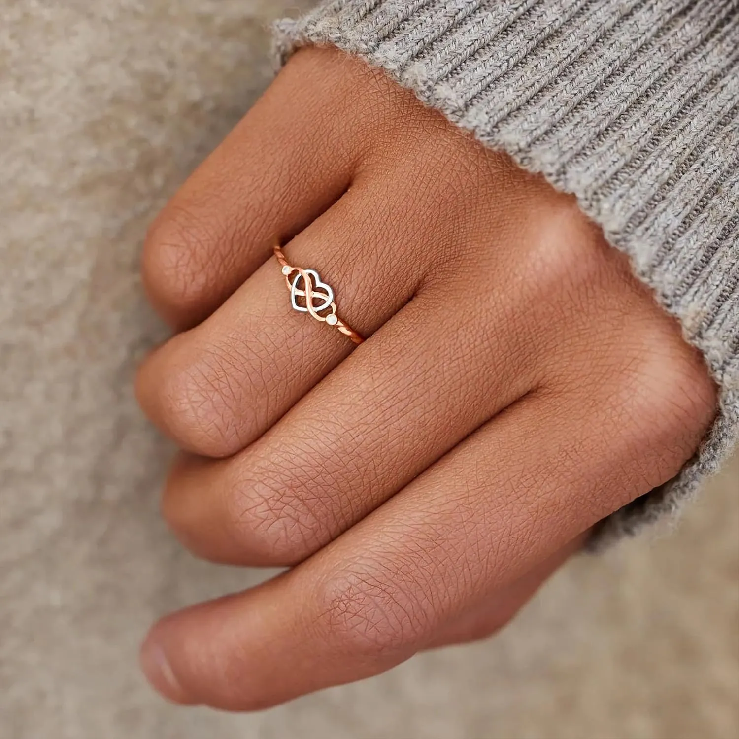 925 Sterling Silver Heart Infinity Knot Rings for Women Mother Daughter Friendship Ring 14K Gold Plated CZ Promise Rings for Her Jewelry Birthday Graduation Gifts