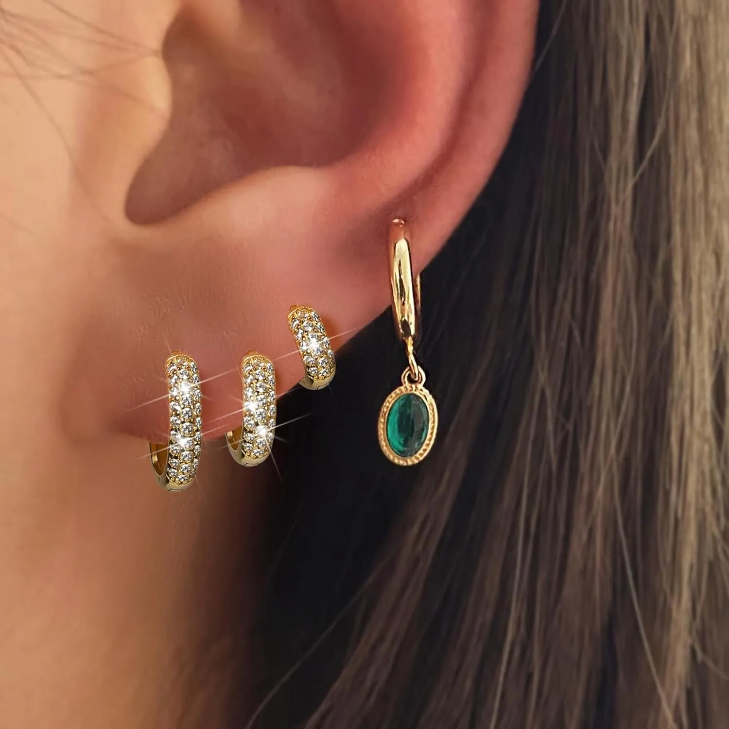 925 Sterling Silver Hoop Earrings for Women Dainty Cubic Zirconia Huggie Hoop Cartilage Cuff Earrings Ear Stud Cuff CZ Hoops Hypoallergenic Lightweight Birthday Jewelry Gift for Her Graduation Gifts
