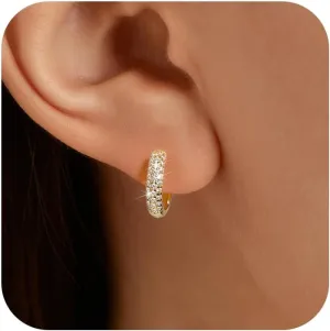 925 Sterling Silver Hoop Earrings for Women Dainty Cubic Zirconia Huggie Hoop Cartilage Cuff Earrings Ear Stud Cuff CZ Hoops Hypoallergenic Lightweight Birthday Jewelry Gift for Her Graduation Gifts