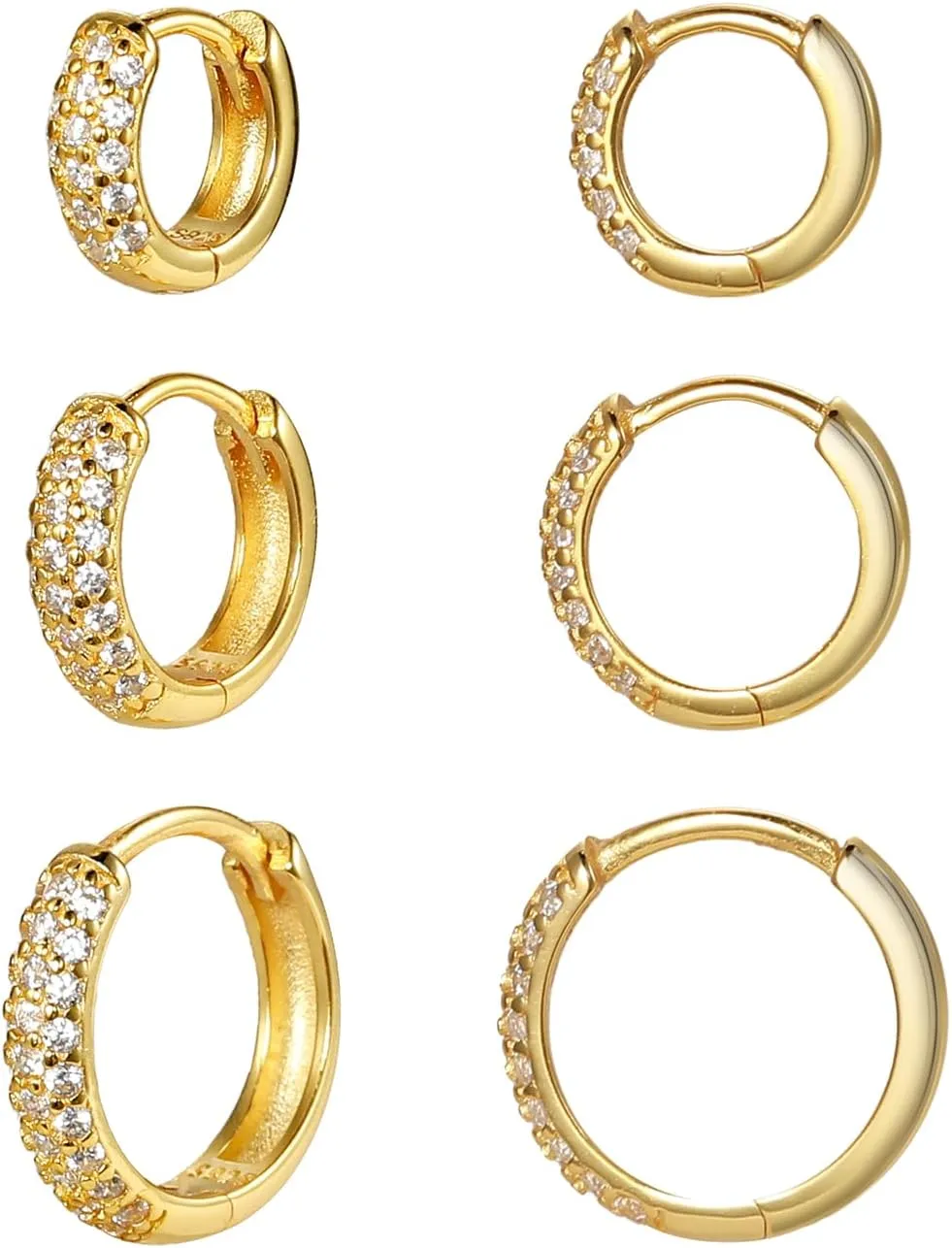 925 Sterling Silver Hoop Earrings for Women Dainty Cubic Zirconia Huggie Hoop Cartilage Cuff Earrings Ear Stud Cuff CZ Hoops Hypoallergenic Lightweight Birthday Jewelry Gift for Her Graduation Gifts