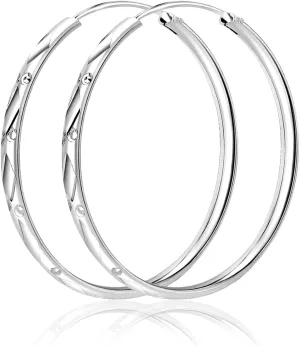 925 Sterling Silver Hoop Earrings for Women Large Thin Silver Hoop Earrings Big Endless Hoop Earrings for Women Hypoallergenic Lightweight Hypoallergenic Non Tarnish for Gifts 40 50mm