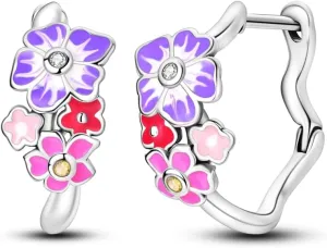 925 Sterling Silver Hoop Earrings for Women Teen Hypoallergenic Fashion Dainty Colorful Cubic Zirconia Huggie Small Jewelry Set