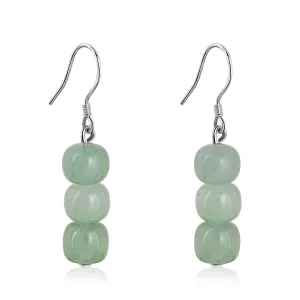 925 Sterling Silver Jade Drop Dangle Earrings Green Jade Earrings for Women Trendy Simple Jade Jewelry for Gift