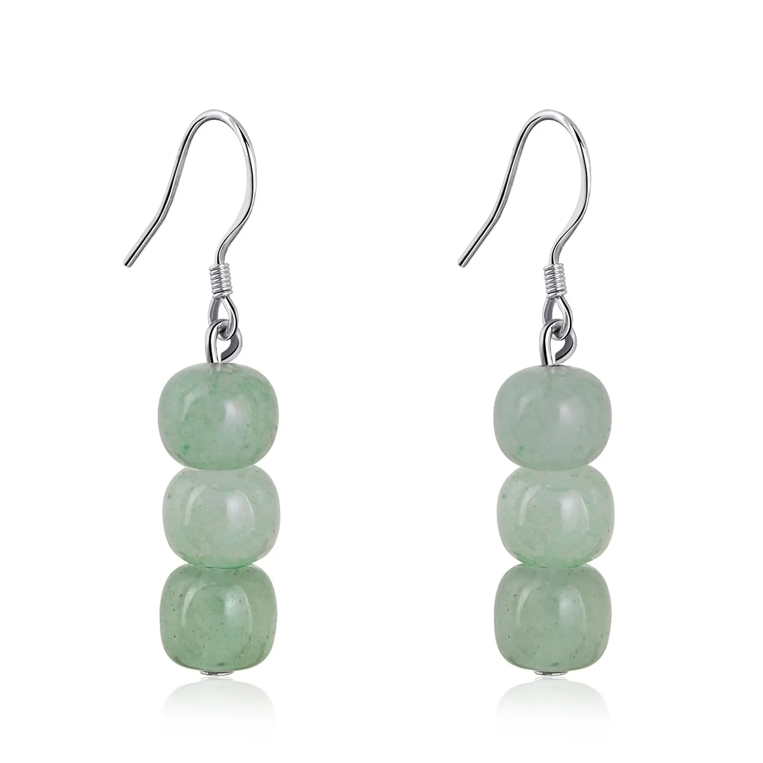 925 Sterling Silver Jade Drop Dangle Earrings Green Jade Earrings for Women Trendy Simple Jade Jewelry for Gift