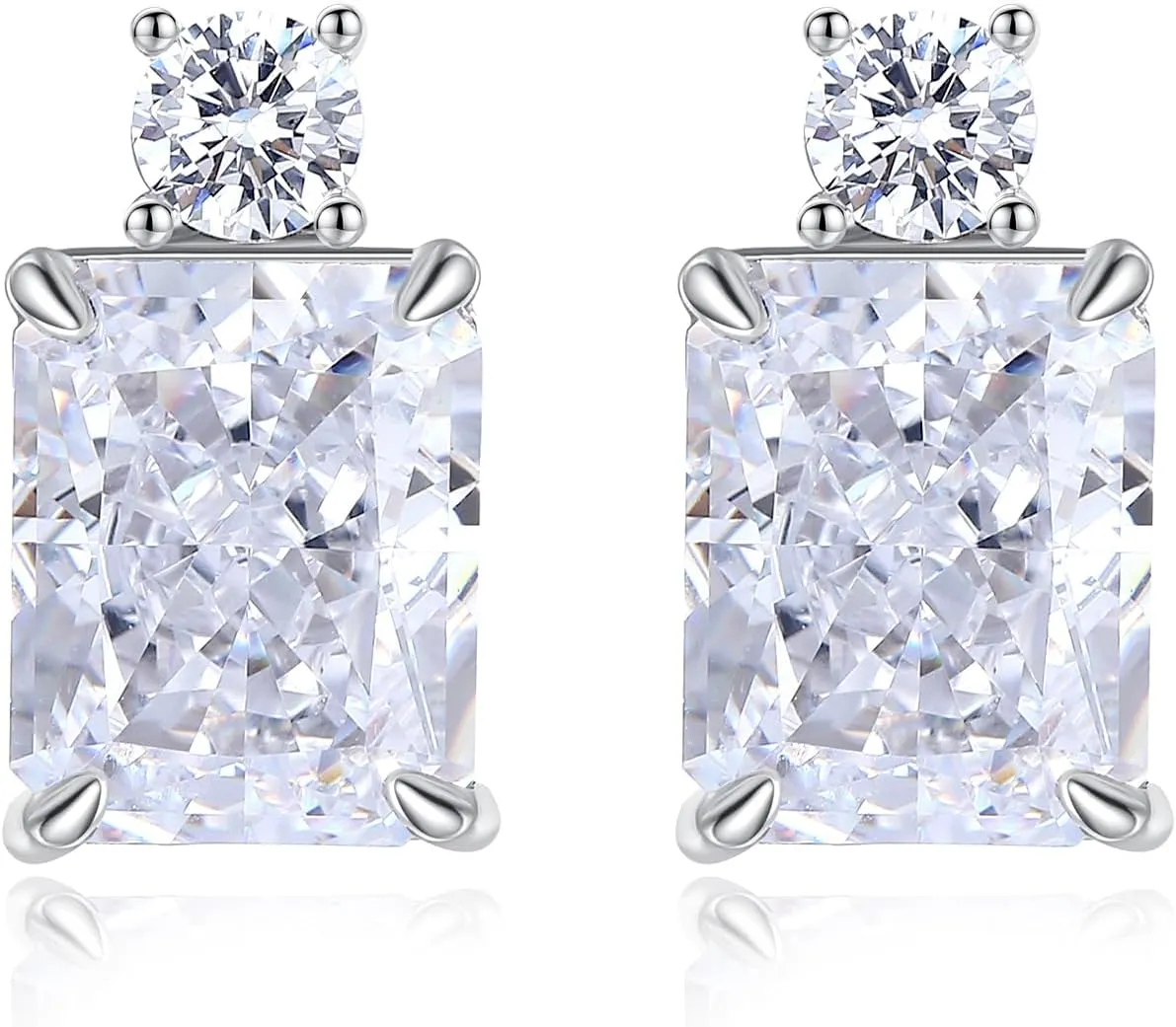 925 Sterling Silver Lab Simulation Diamond Earrings for Women, 4Ct Halo Cushion Cut 5A Cubic Zirconia/Ruby/Sapphire Stud Earrings Hypoallergenic Perfect Jewelry Gifts