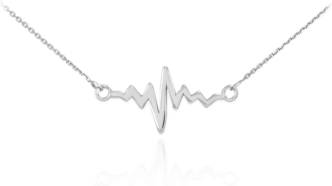 925 Sterling Silver Lifeline Pulse Pendant Heartbeat Necklace