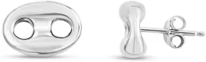 925 Sterling Silver Polished Puffed Mariner Chain Stud Earrings With Push Back Closure-Stud Earring for Women and Men