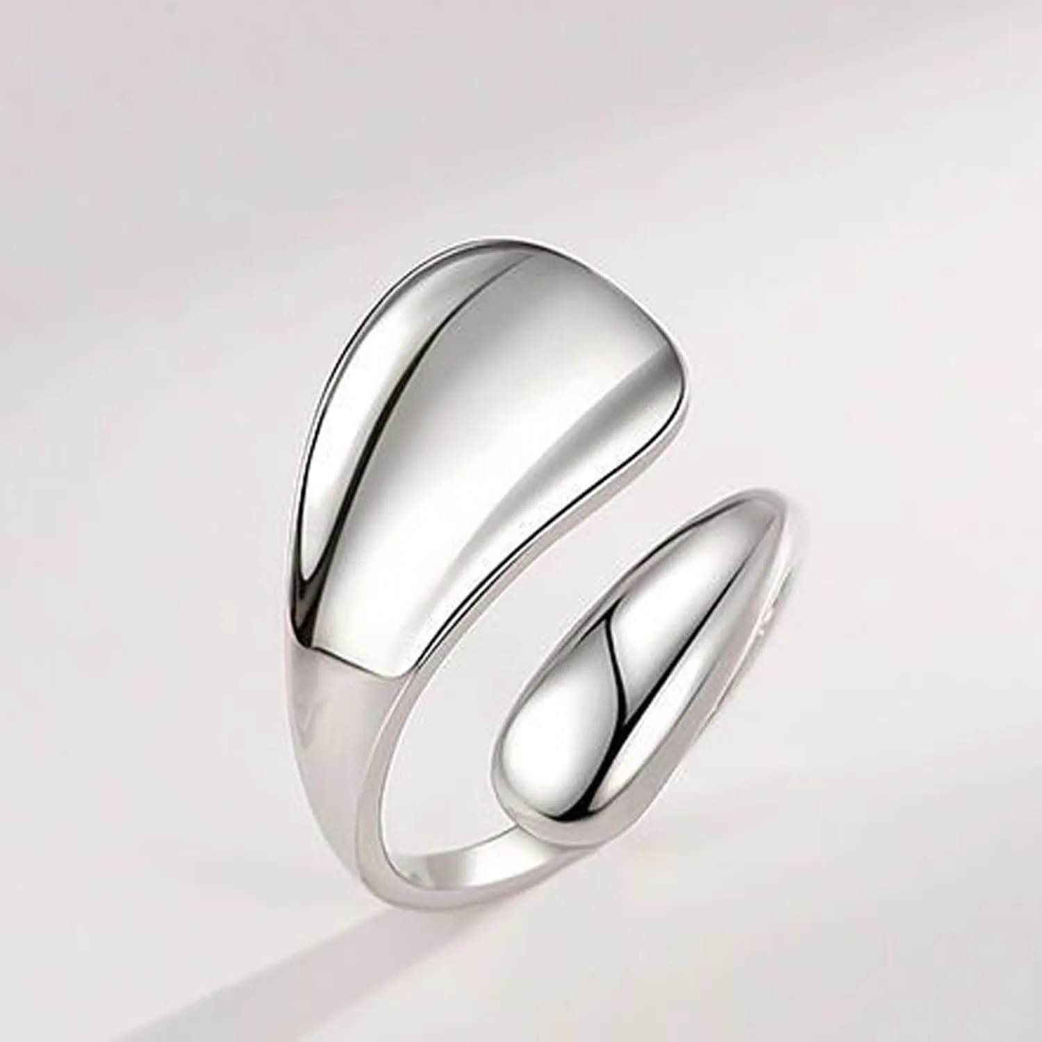 925 Sterling Silver Rings Handmade Rings Adjustable Open Teardrop Rings Waterdrop Ring for Women
