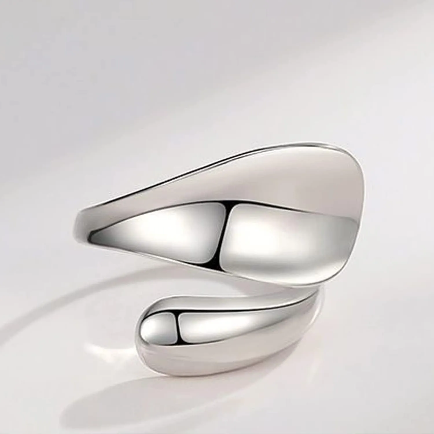 925 Sterling Silver Rings Handmade Rings Adjustable Open Teardrop Rings Waterdrop Ring for Women