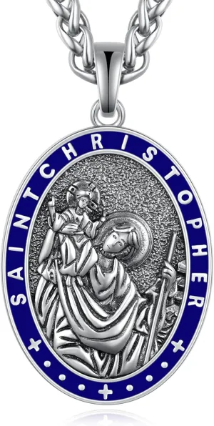 925 Sterling Silver Saint Religious Necklace for Men Women Amulet Protect Patron Amulet Medal Jewelry Gifts