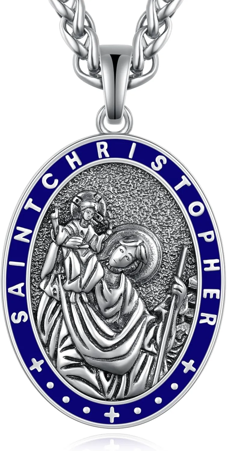 925 Sterling Silver Saint Religious Necklace for Men Women Amulet Protect Patron Amulet Medal Jewelry Gifts