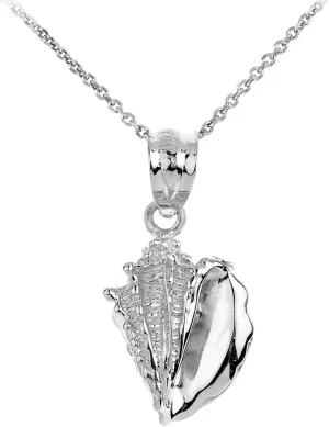 925 Sterling Silver Sea Shell Charm Pendant Necklace