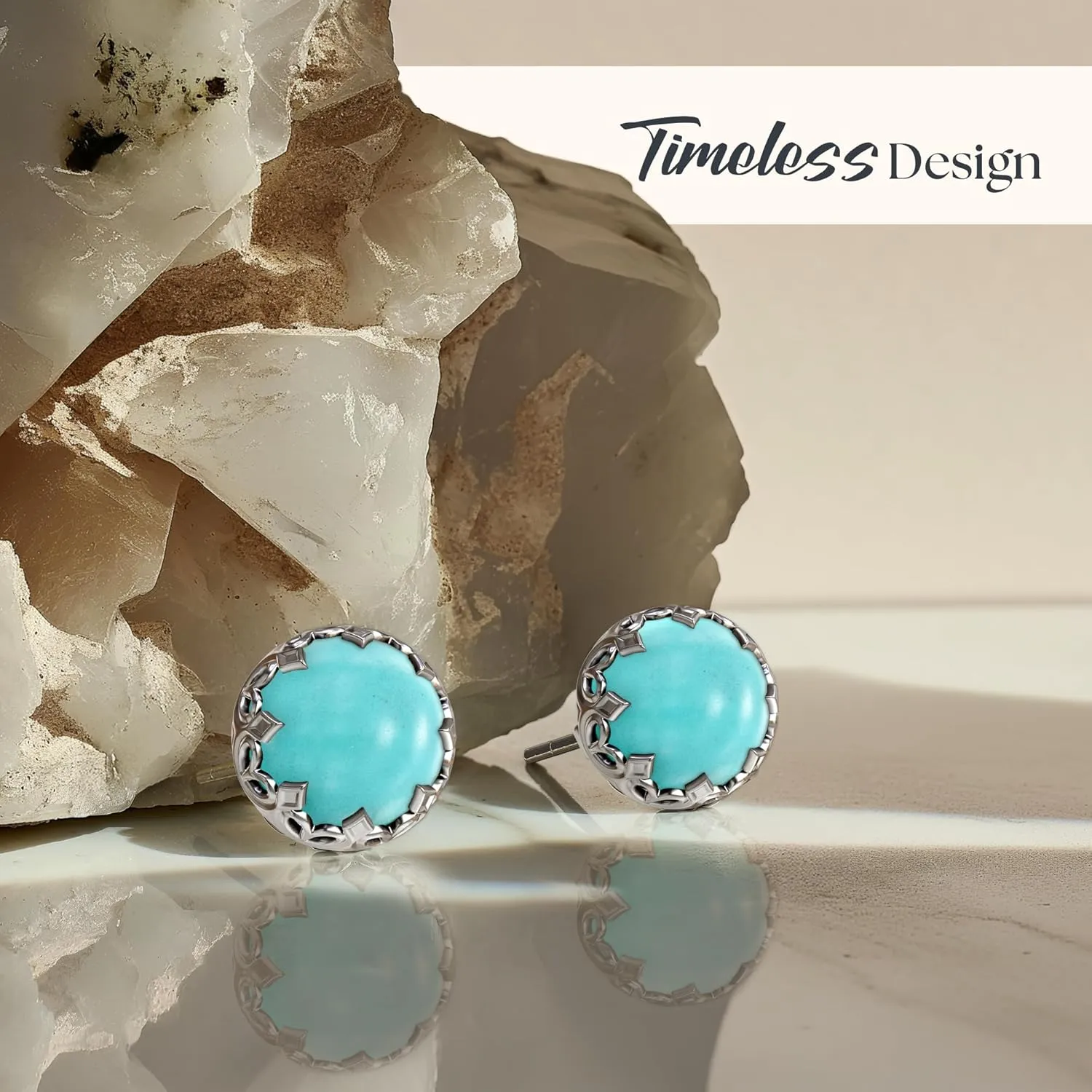 925 Sterling Silver Turquoise Studs Earrings for Women - Sterling Silver Earrings Studs - December Birthstone Earrings - Turquoise Earrings for Women - Minimalist Earrings for Women