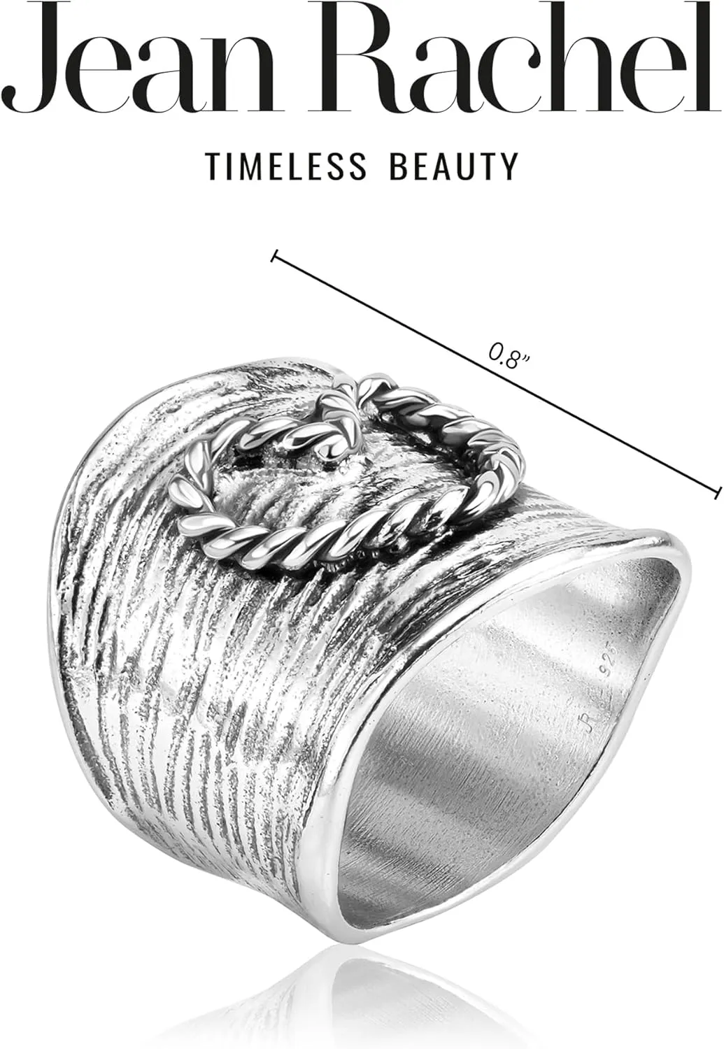 925 Sterling Silver Wide Band Ring With Braided Heart Design - Statement, Hypoallergenic, Nickel Free, Dainty, Unique Silver Jewelry For Women - Gift For Her