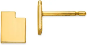 925 Sterling Silver Yellow Gold-Plated UT Small State Studs Earring - 7mm x 5mm