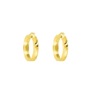 9K Yellow Gold Tube Ripple Hoop Earrings - WSGD90335.YG
