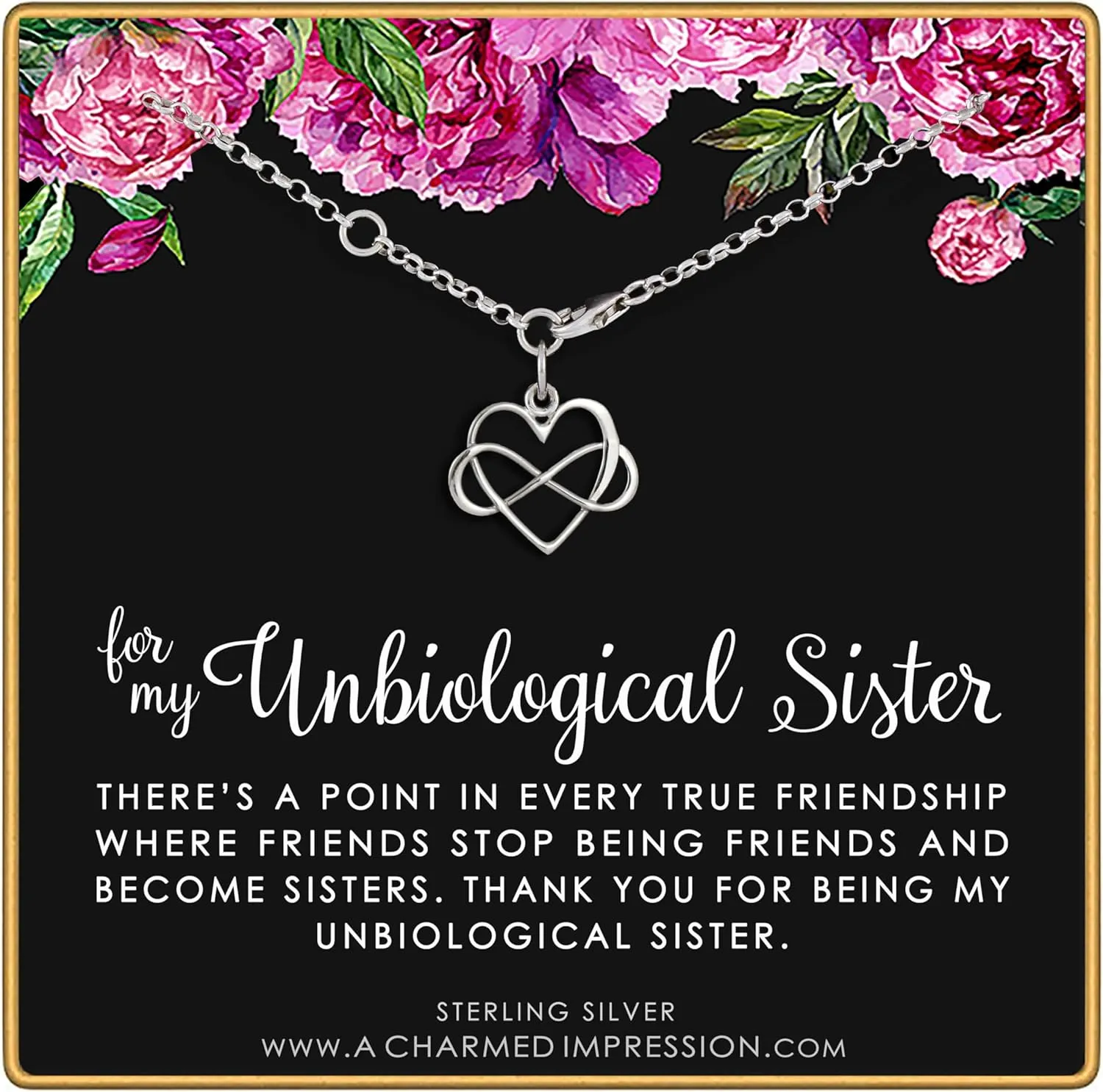 A Charmed Impression Unbiological Sister  Sterling Silver Bracelet for Women  Stepsister Gifts  Infinite Love Friendship  Infinity Heart Bracelet  Bonus Sister Bracelets for 2 3