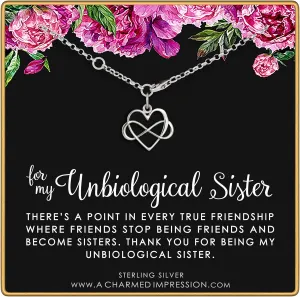 A Charmed Impression Unbiological Sister  Sterling Silver Bracelet for Women  Stepsister Gifts  Infinite Love Friendship  Infinity Heart Bracelet  Bonus Sister Bracelets for 2 3