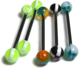 Acrylic Design Barbell Tongue Ring Body Jewelry