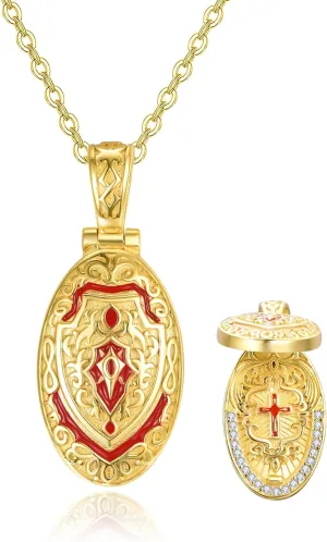AENEAS Cross Necklace Gold Filled Sterling Silver Flip Locket Cross Vintage Pendant Jewelry Women Unique Religious Christian Gifts, 20'' Chain
