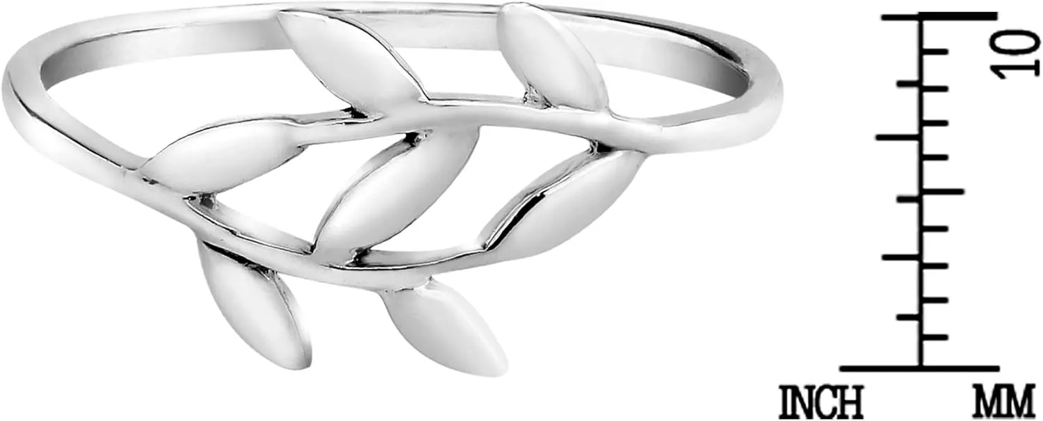 AeraVida Beautiful Olive Branch .925 Sterling Silver Wrap Around Ring