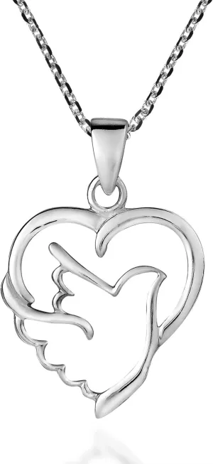 AeraVida Holy Spirit Dove of Love and Peace .925 Sterling Silver Pendant Necklace | Bird Necklace Women Jewelry | Angle Necklace | Summer