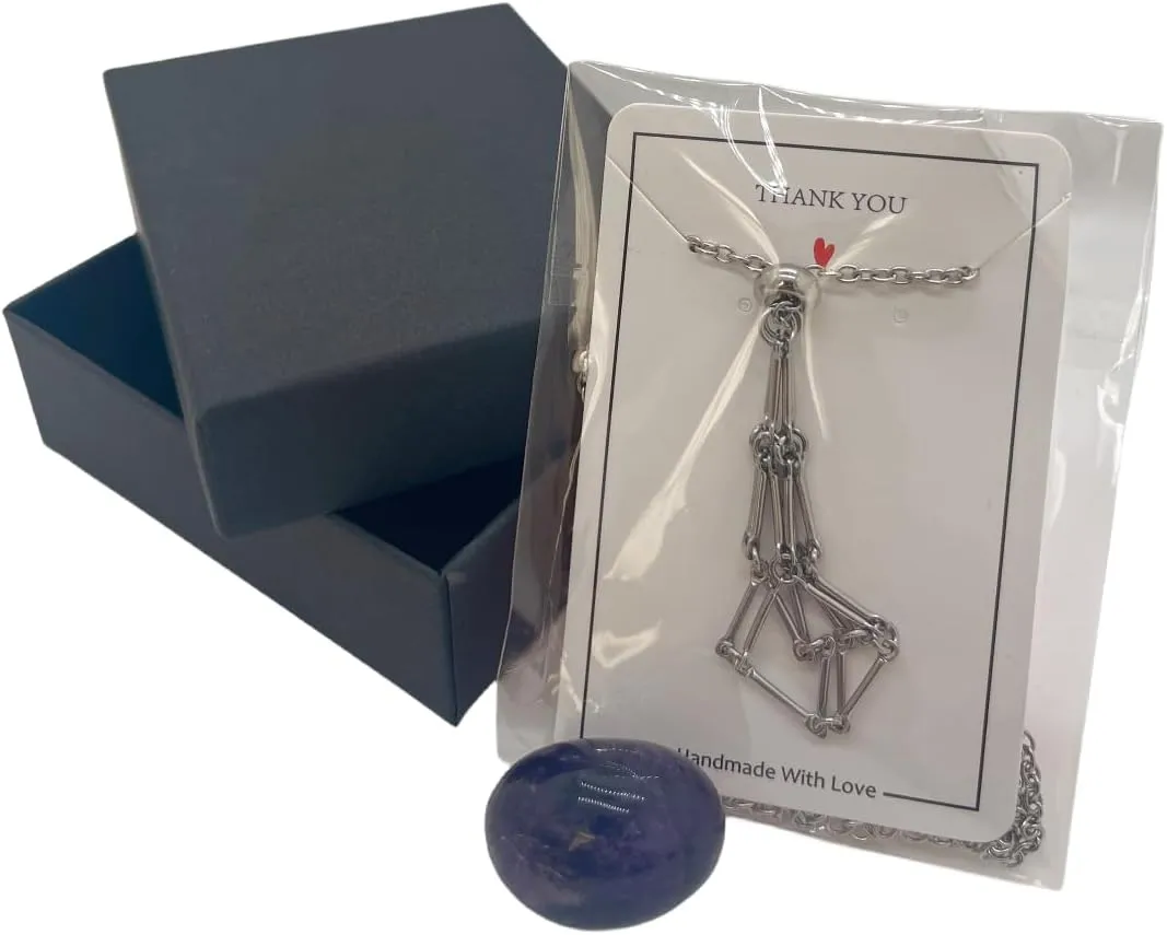 AITELEI Handmade Crystal Stone Holder Necklace Stainless Steel Cage Crystal Pendant Necklaces Adjustable Crystal Stone Chain Mesh Gemstone Jewelry for Women Men Gift