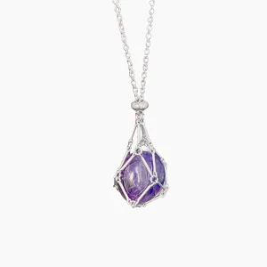 AITELEI Handmade Crystal Stone Holder Necklace Stainless Steel Cage Crystal Pendant Necklaces Adjustable Crystal Stone Chain Mesh Gemstone Jewelry for Women Men Gift