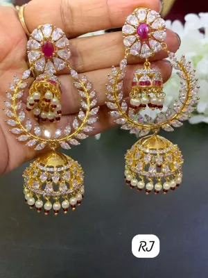 AL 163 Indian Jewelry New Bollywood Style Beautiful jumka Earrings with gold with kundan & IMITATION PEARLS women Earrings Fashion