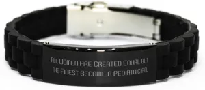 All Women Are. Black Glidelock Clasp Bracelet, Pediatrician Present From Friends, Inappropriate Engraved Bracelet For Men Women, Coworkers, Bracelet gift, Friendship
