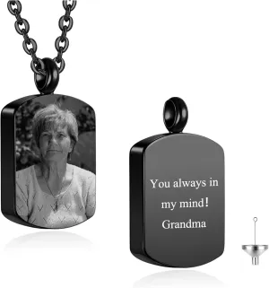 AllerPierce Personalized Photo Urn Necklace for Ashes Custom Picture Dog Tag Locket Necklace Keepsake Cremation Jewelry Memorial Gift Ashes Necklaces for Women Men Pets