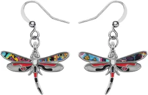 Alloy Cute Dragonfly Earrings Dangle Dragonfly Gifts for Women Fashion Summer Jewelry Enamel Charms