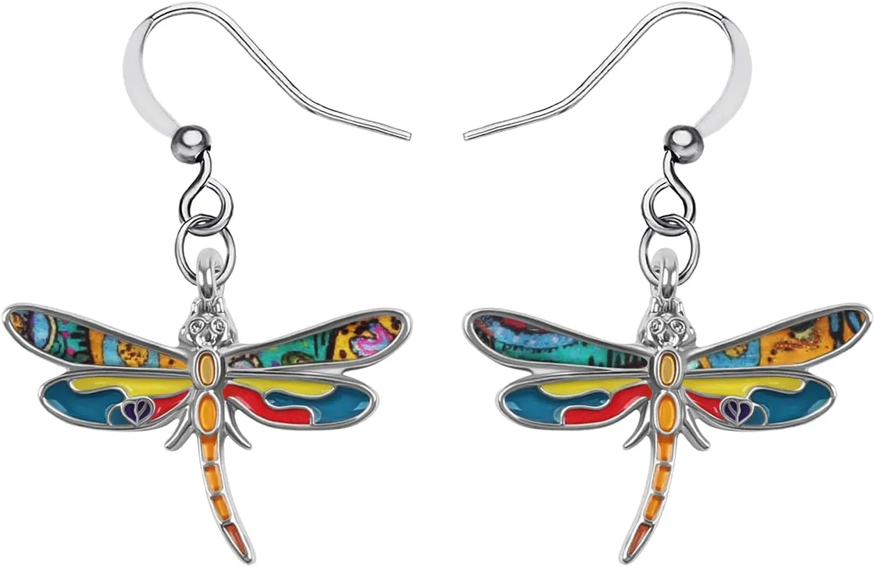 Alloy Cute Dragonfly Earrings Dangle Dragonfly Gifts for Women Fashion Summer Jewelry Enamel Charms
