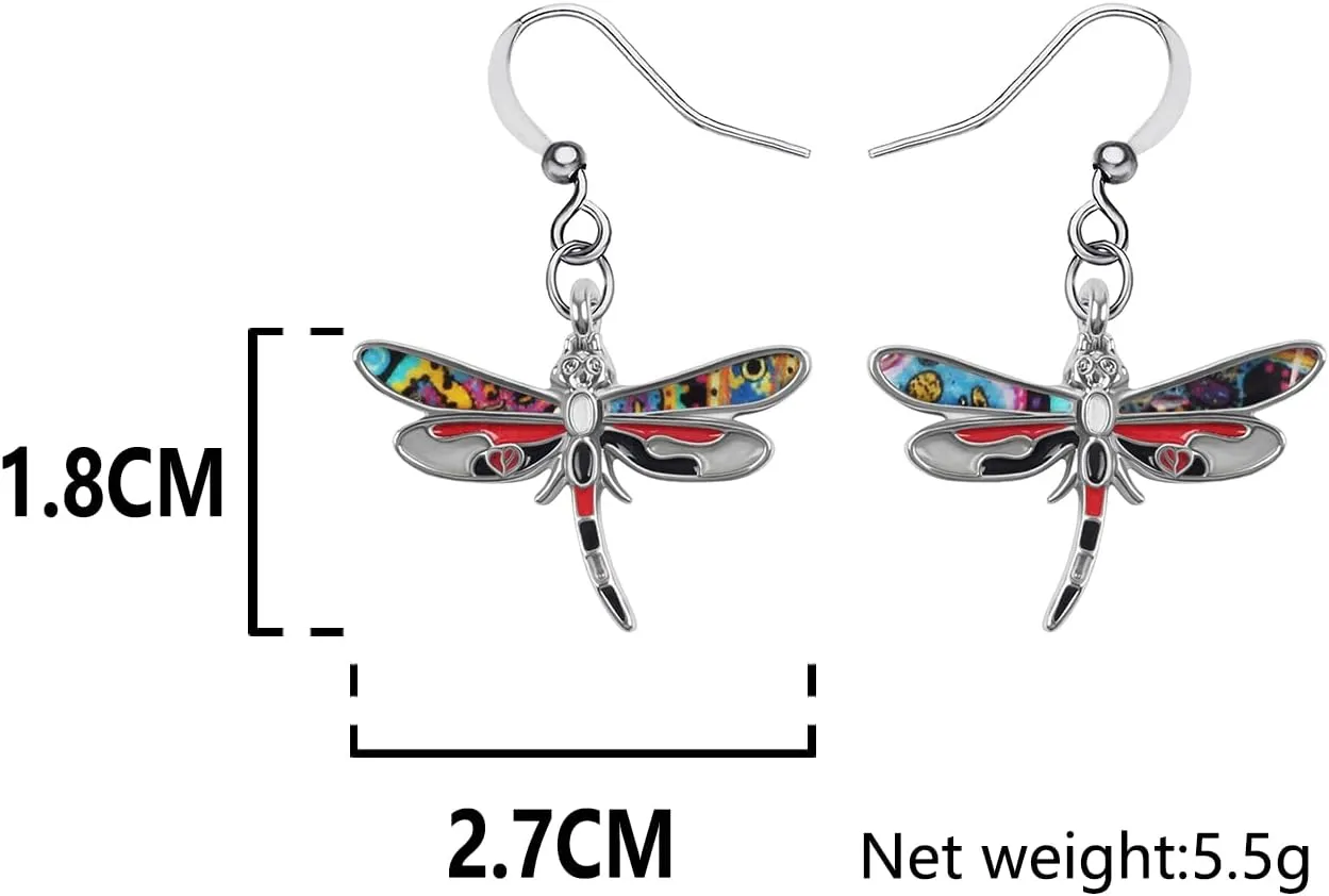 Alloy Cute Dragonfly Earrings Dangle Dragonfly Gifts for Women Fashion Summer Jewelry Enamel Charms