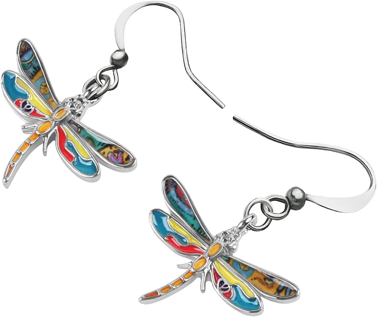 Alloy Cute Dragonfly Earrings Dangle Dragonfly Gifts for Women Fashion Summer Jewelry Enamel Charms