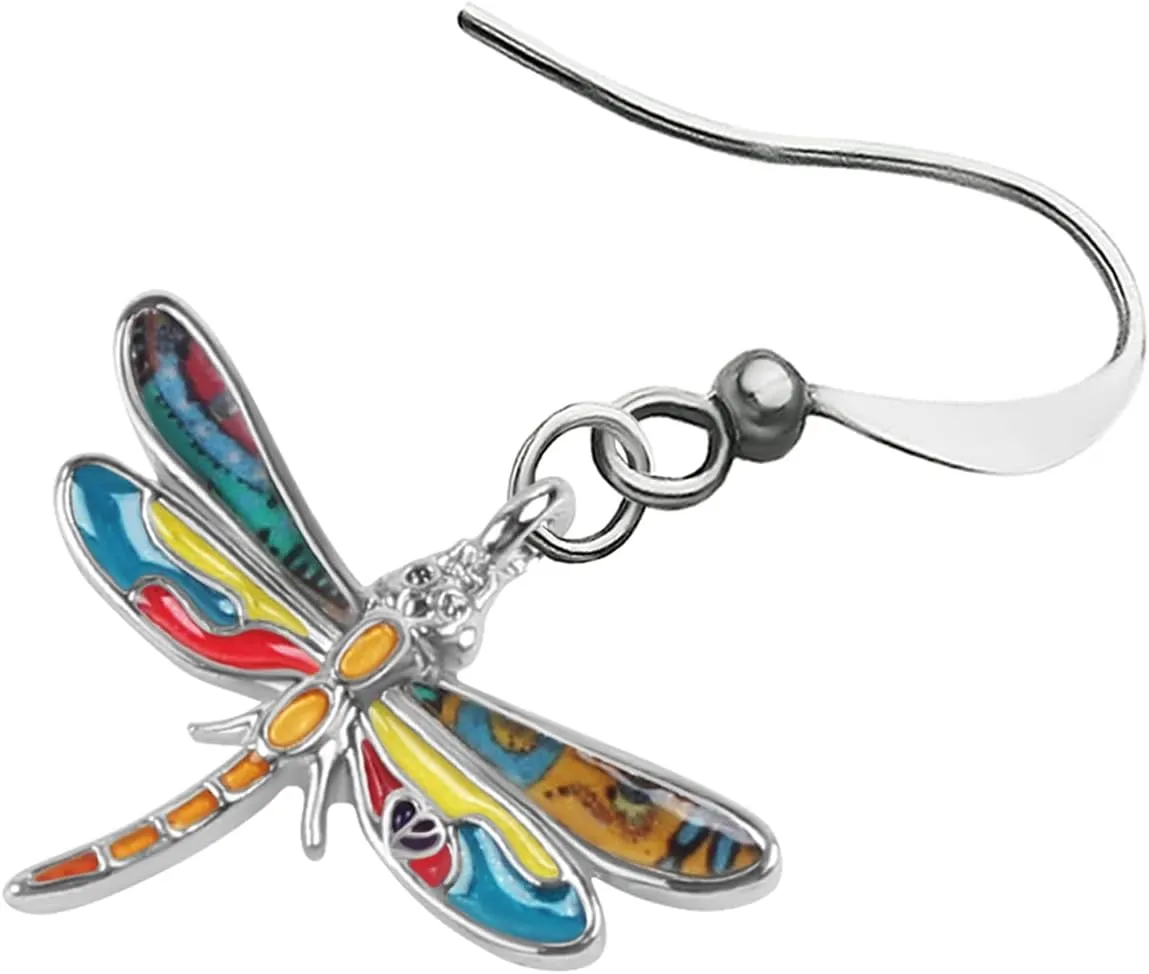 Alloy Cute Dragonfly Earrings Dangle Dragonfly Gifts for Women Fashion Summer Jewelry Enamel Charms