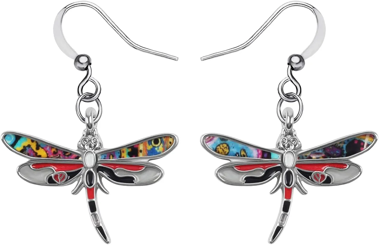 Alloy Cute Dragonfly Earrings Dangle Dragonfly Gifts for Women Fashion Summer Jewelry Enamel Charms