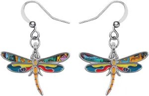 Alloy Cute Dragonfly Earrings Dangle Dragonfly Gifts for Women Fashion Summer Jewelry Enamel Charms