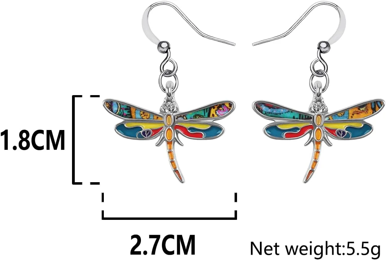 Alloy Cute Dragonfly Earrings Dangle Dragonfly Gifts for Women Fashion Summer Jewelry Enamel Charms