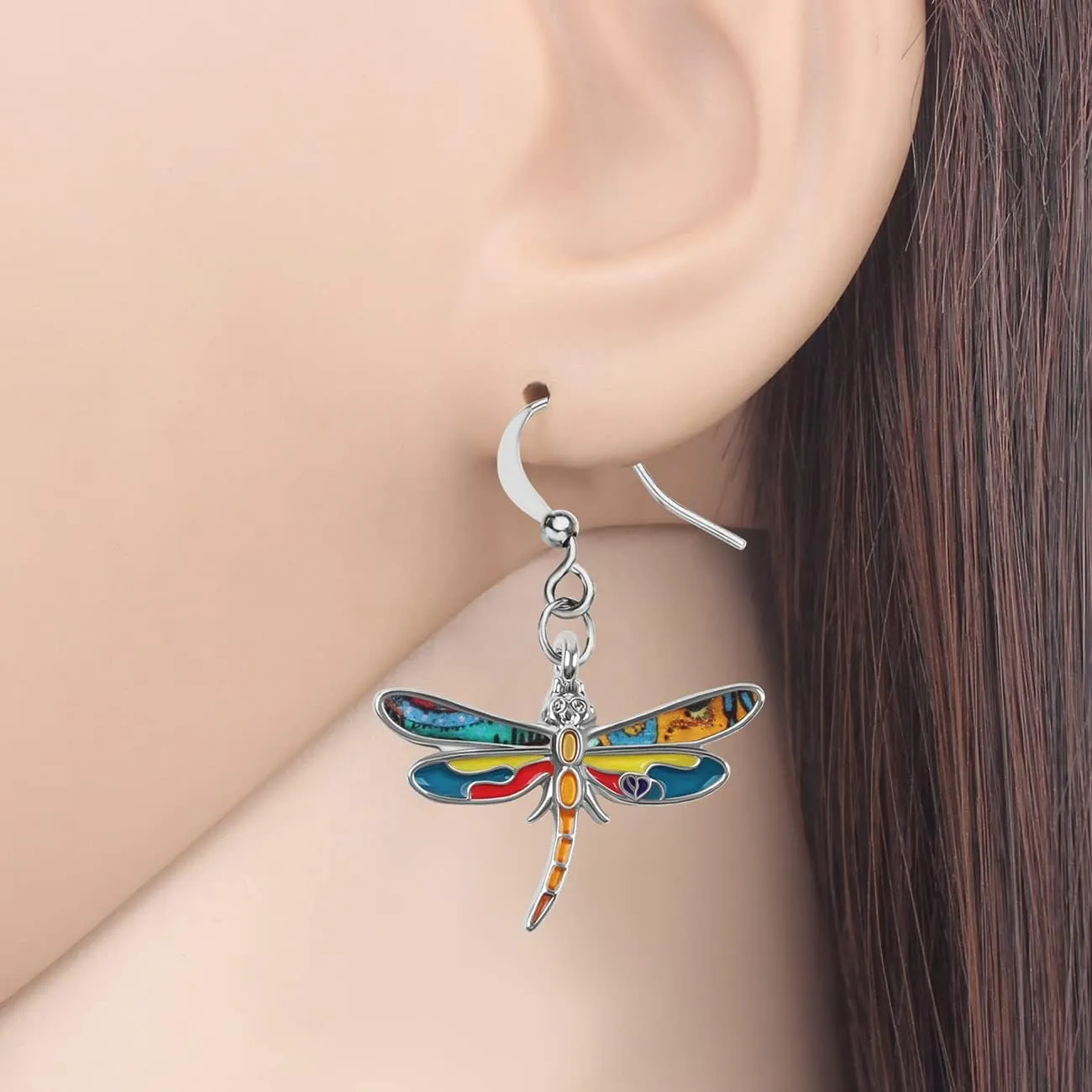 Alloy Cute Dragonfly Earrings Dangle Dragonfly Gifts for Women Fashion Summer Jewelry Enamel Charms