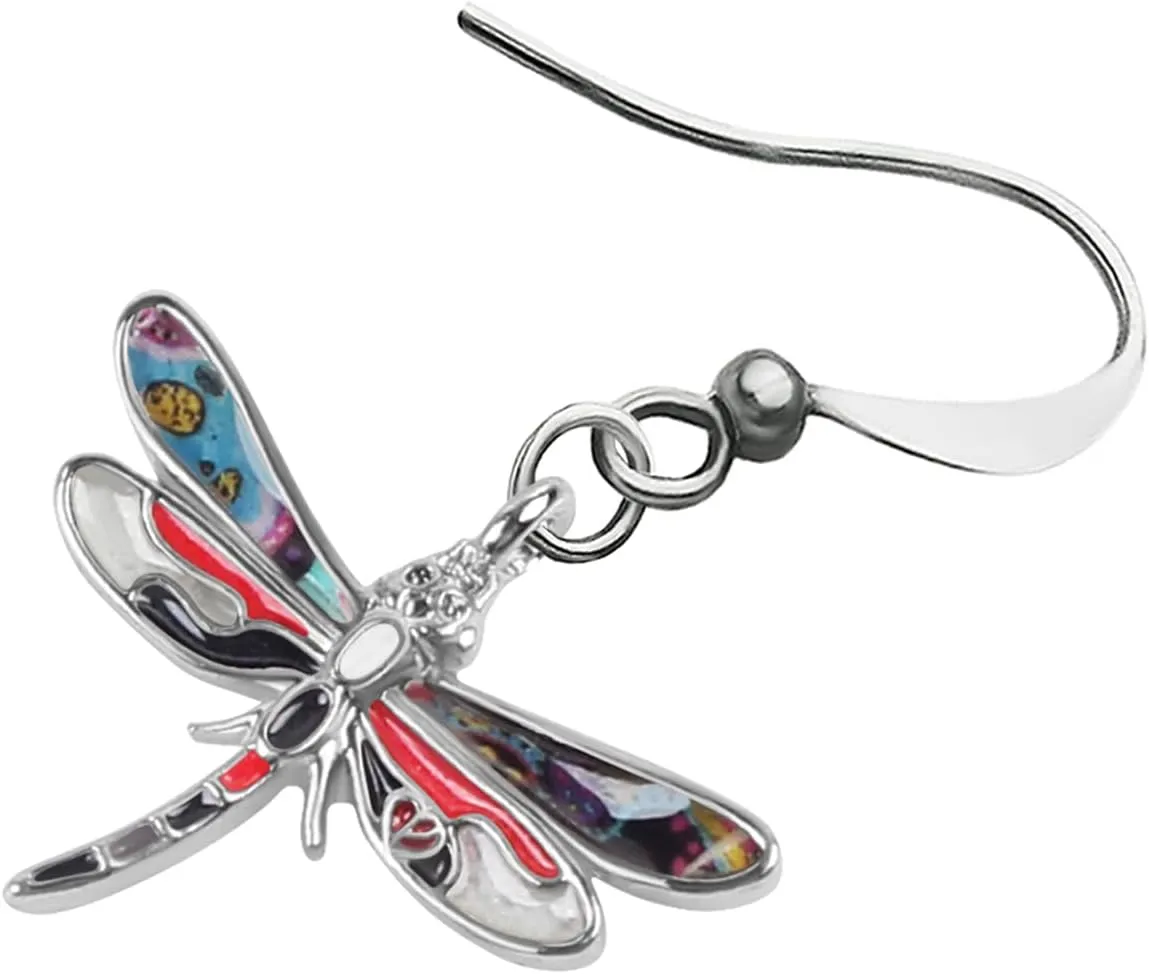 Alloy Cute Dragonfly Earrings Dangle Dragonfly Gifts for Women Fashion Summer Jewelry Enamel Charms