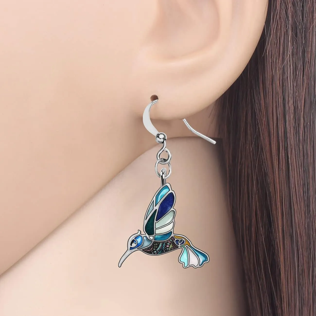 Alloy Cute Hummingbird Earrings Enamel Bird Charms Summer Jewelry for Women Fashion Hummingbird Gifts