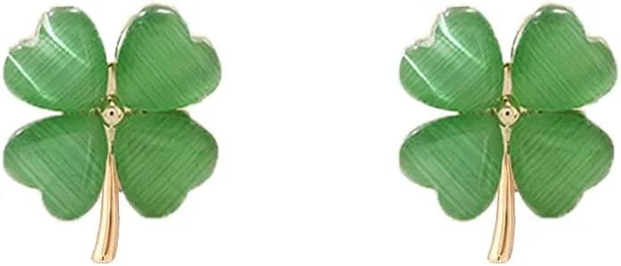 ALoveSoul 4 Leaf Clover Earrings Necklace for Women St Patricks Day Party Accessories Decorations