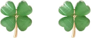 ALoveSoul 4 Leaf Clover Earrings Necklace for Women St Patricks Day Party Accessories Decorations
