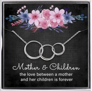 ALoveSoul Mother 2 Children Necklace - Sterling Silver Three 3 Interlocking Infinity Circles Necklace Birthday Gift for Mom