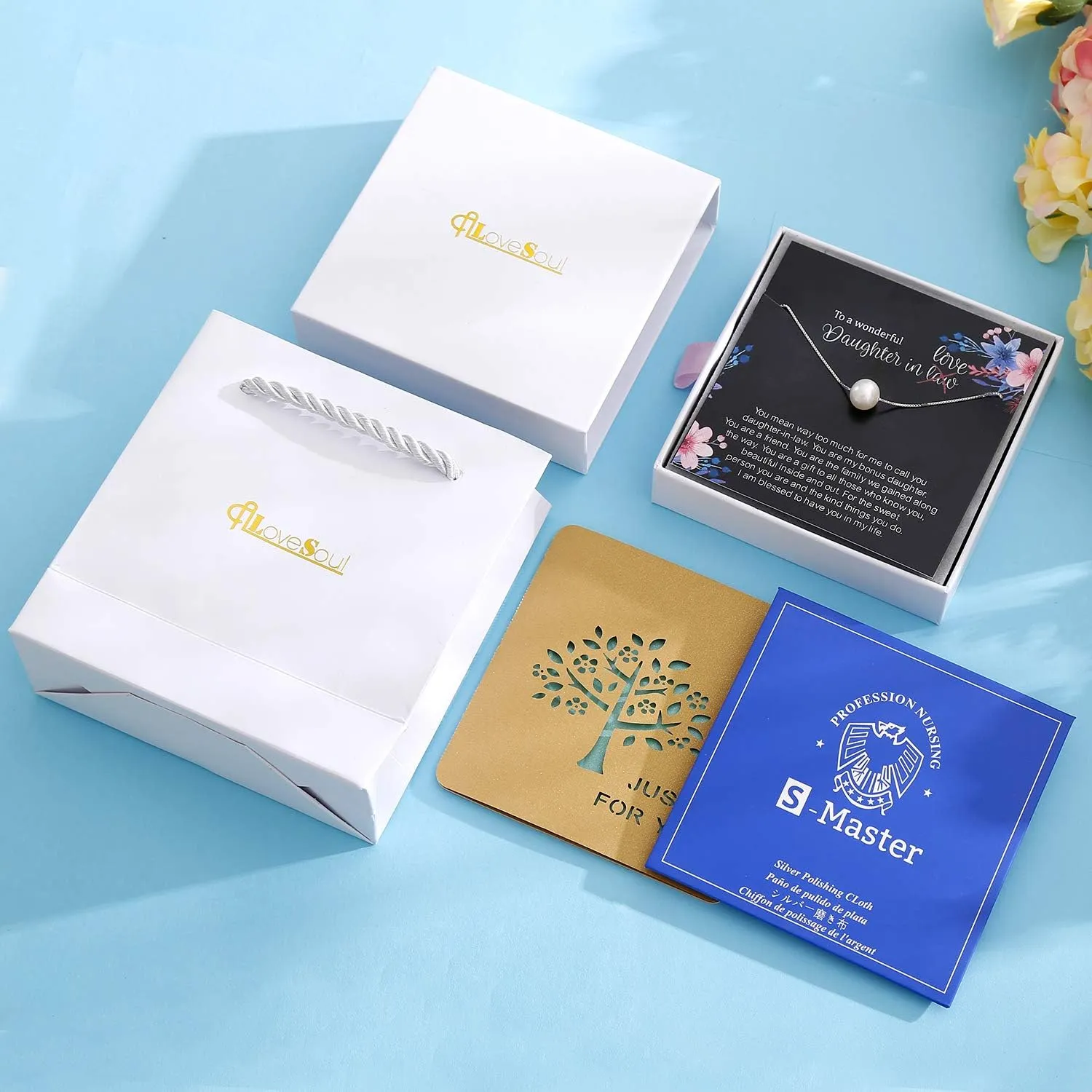 ALoveSoul Necklace for Women Girls - 925 Sterling Silver Single Pearl Necklace, Mother's Day Birthday Gift Ideas